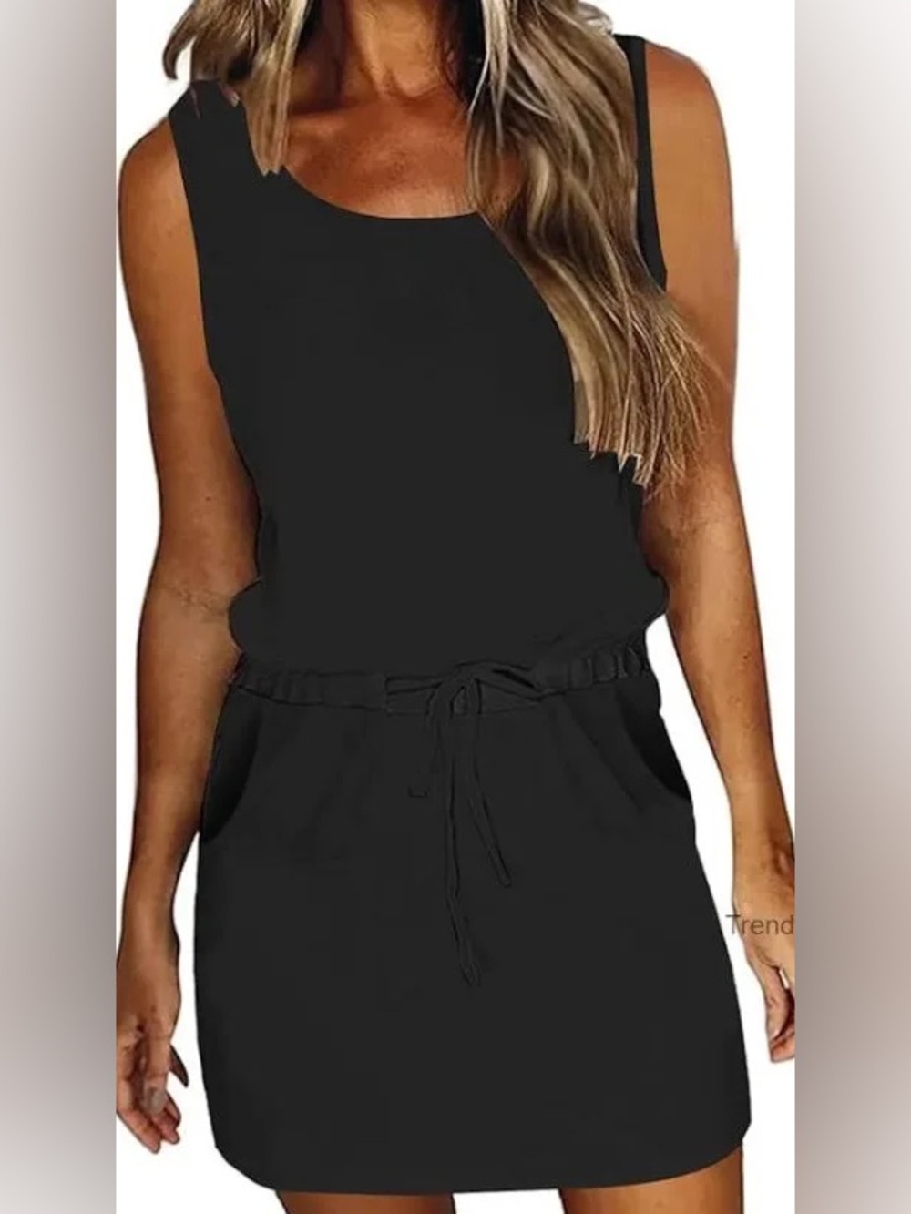 Splendid Women's Drawstring Dress Black LG